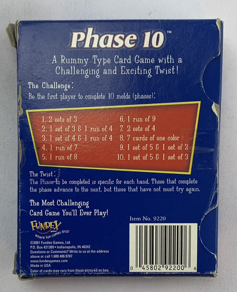 Phase 10 Card Game A Rummy Card Game with a Twist Fundex Games Challenging  New