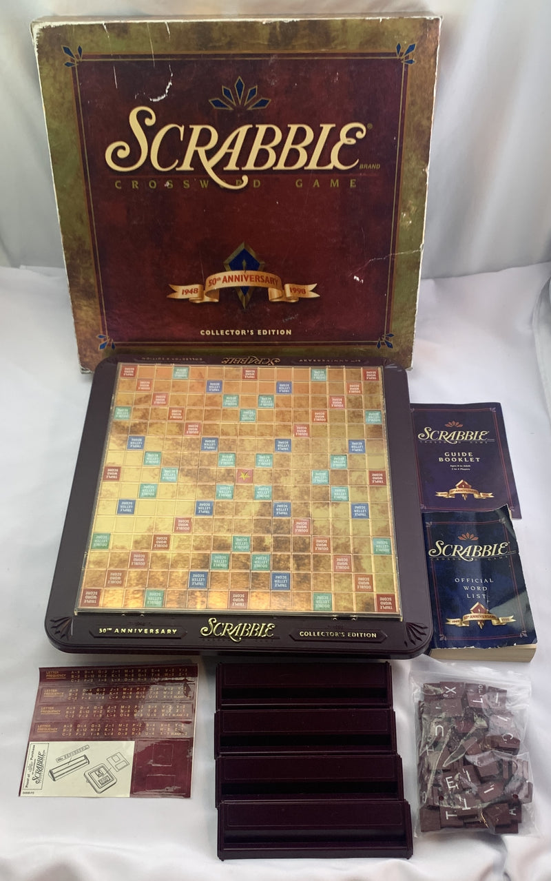 Scrabble 50th Anniversary Collector's Edition Turntable Crossword Game cheapest Complete