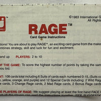 Rage Card Game - 1983 - International Games - Very Good Condition