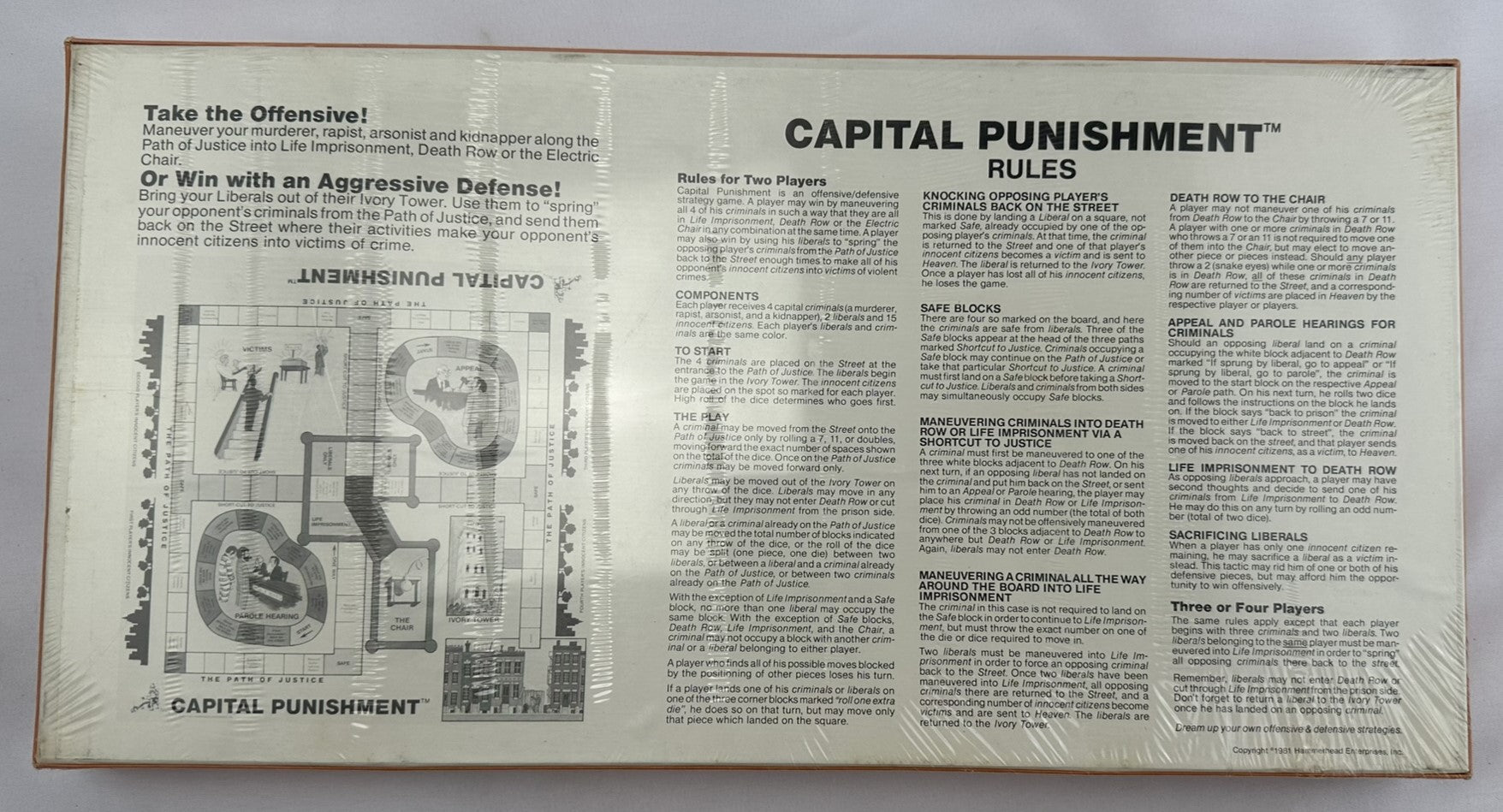 Capital Punishment Board Game - 1981 - Hammerhead Games - New/Sealed