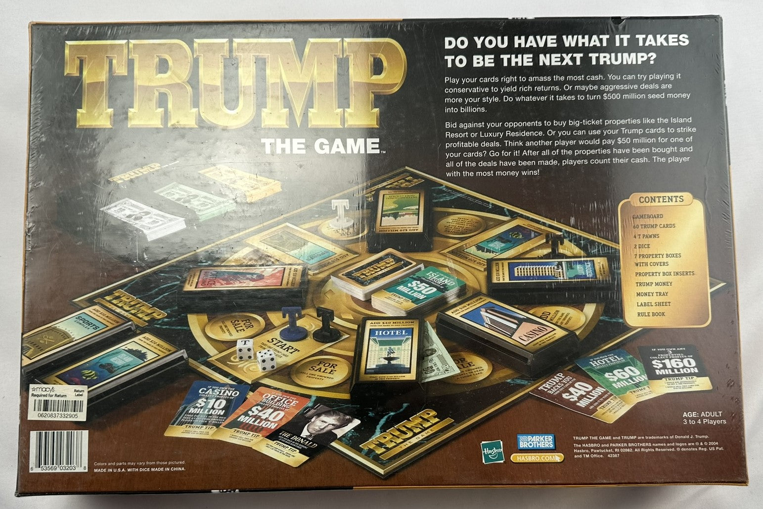 Trump: The Game - 2004 - Parker Brothers - New/Sealed