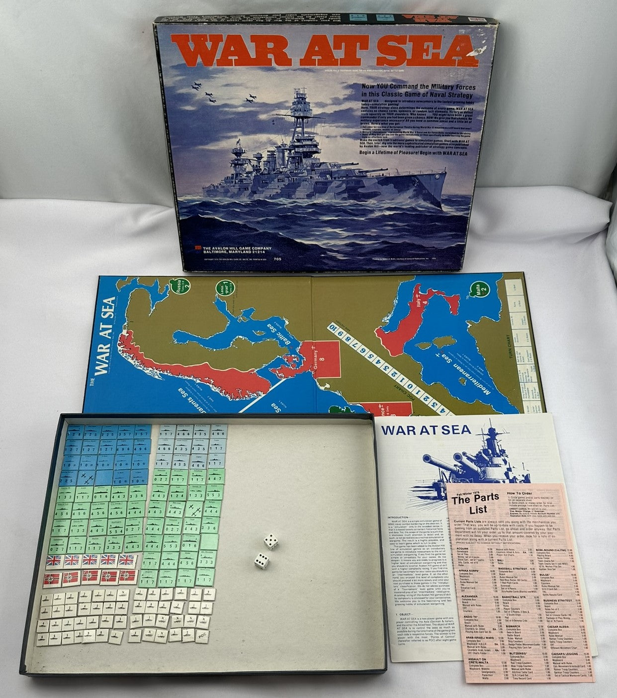 War at Sea Game - 1976 - Avalon Hill - Great Condition