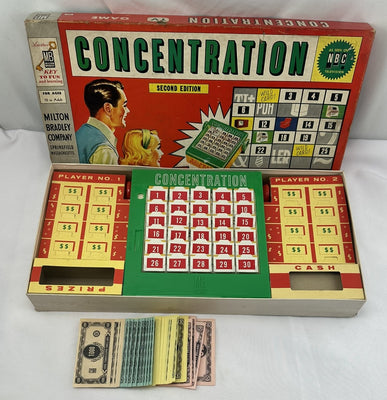 Concentration Game 2nd Edition - 1960 - Milton Bradley - Great Condition