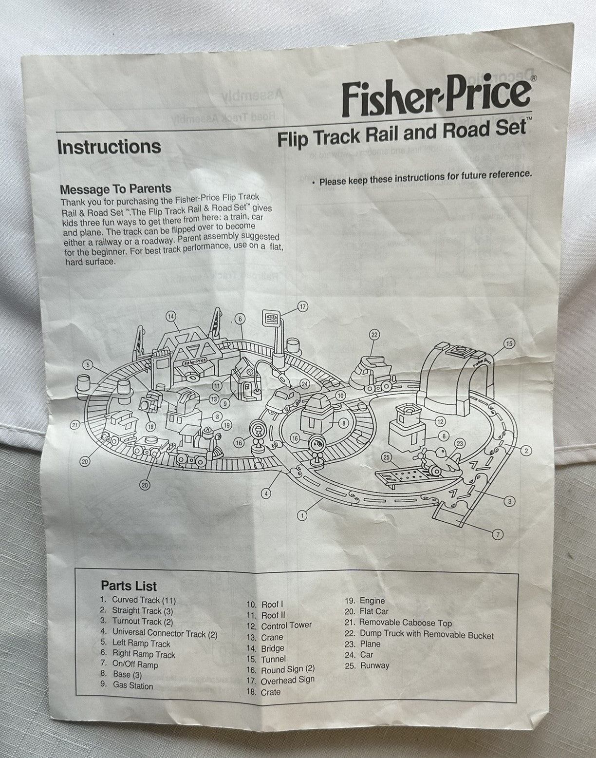 Fisher Price Flip Track Rail Road Set - 1995 - Fisher Price - Great Condition