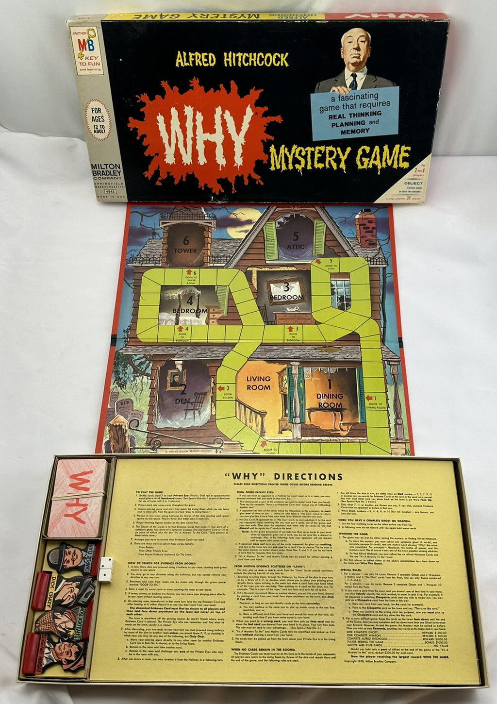 Alfred Hitchcock Presents Why Game - 1967 - Milton Bradley - Great Condition