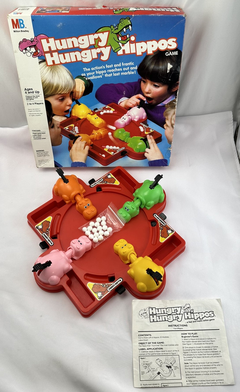 Hungry Hungry Hippos Game - 1985 - Milton Bradley - Great Condition