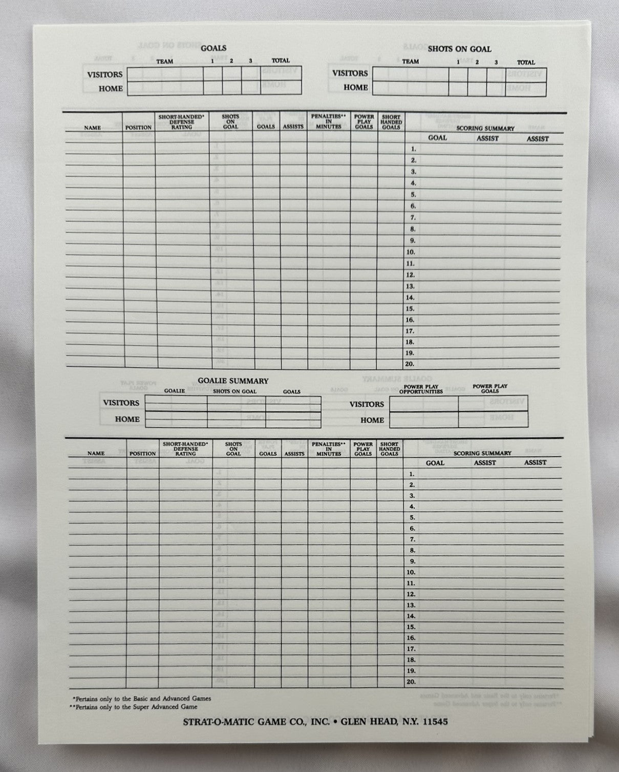 Strat O Matic Hockey Game - 1979 - New