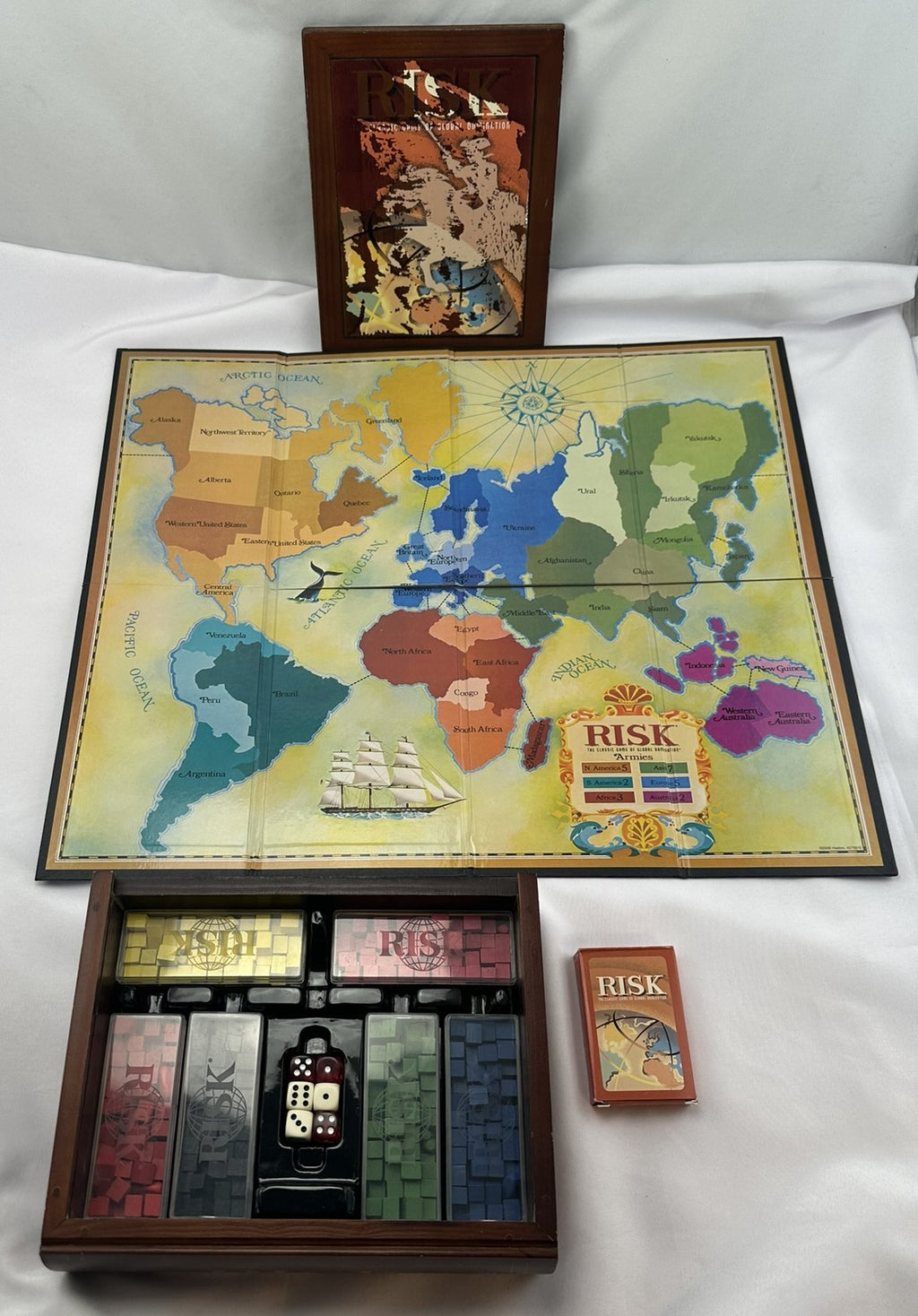 Risk Wood Bookshelf Game - 2005 - Hasbro - Good Condition