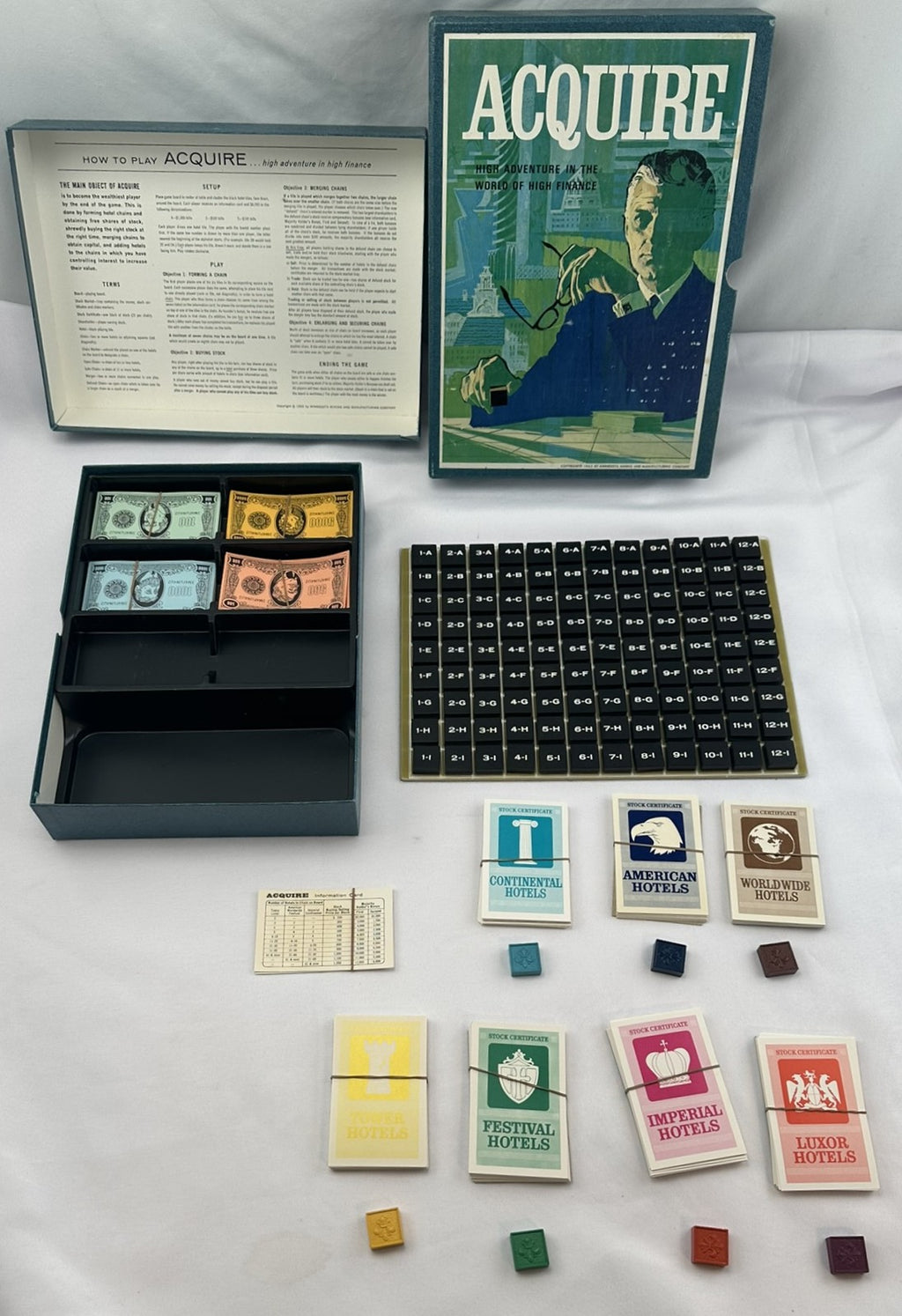 Acquire Game Wood Tiles - 1962 - 3M - Great Condition