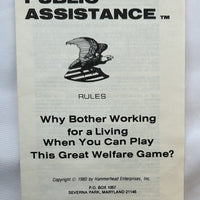 Public Assistance Board Game - 1980 - Hammerhead Games - Great Condition