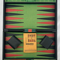 15 1/2" x 10" Backgammon Game in Black Case White and Red Chips - Complete - Great Condition (Copy)