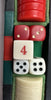 15 1/2" x 10" Backgammon Game in Black Case White and Red Chips - Complete - Great Condition (Copy)