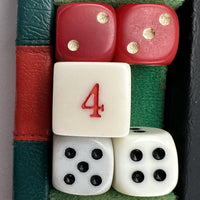 15 1/2" x 10" Backgammon Game in Black Case White and Red Chips - Complete - Great Condition (Copy)