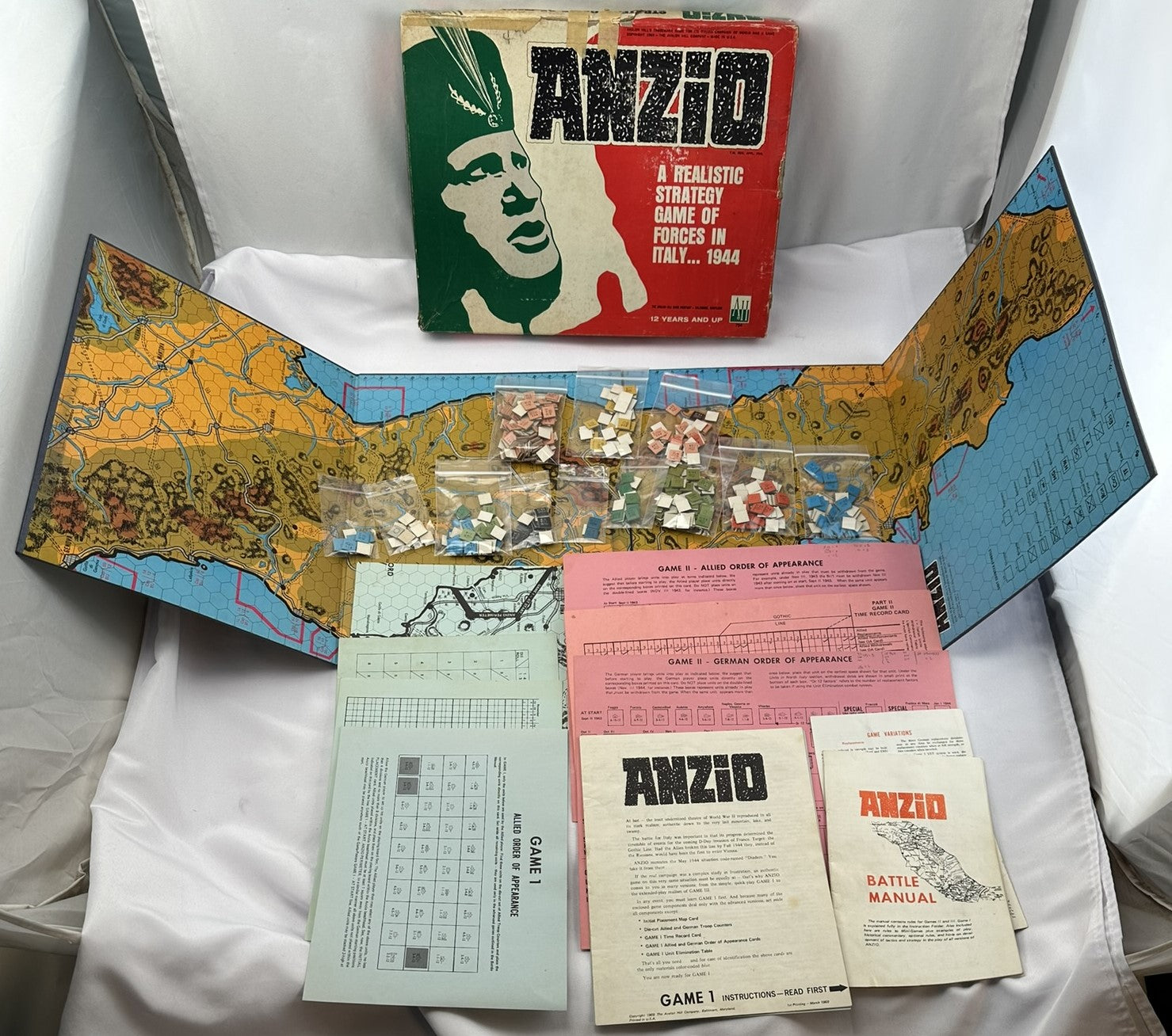 Anzio: The Struggle for Italy - 1969 - Avalon Hill - Good Condition