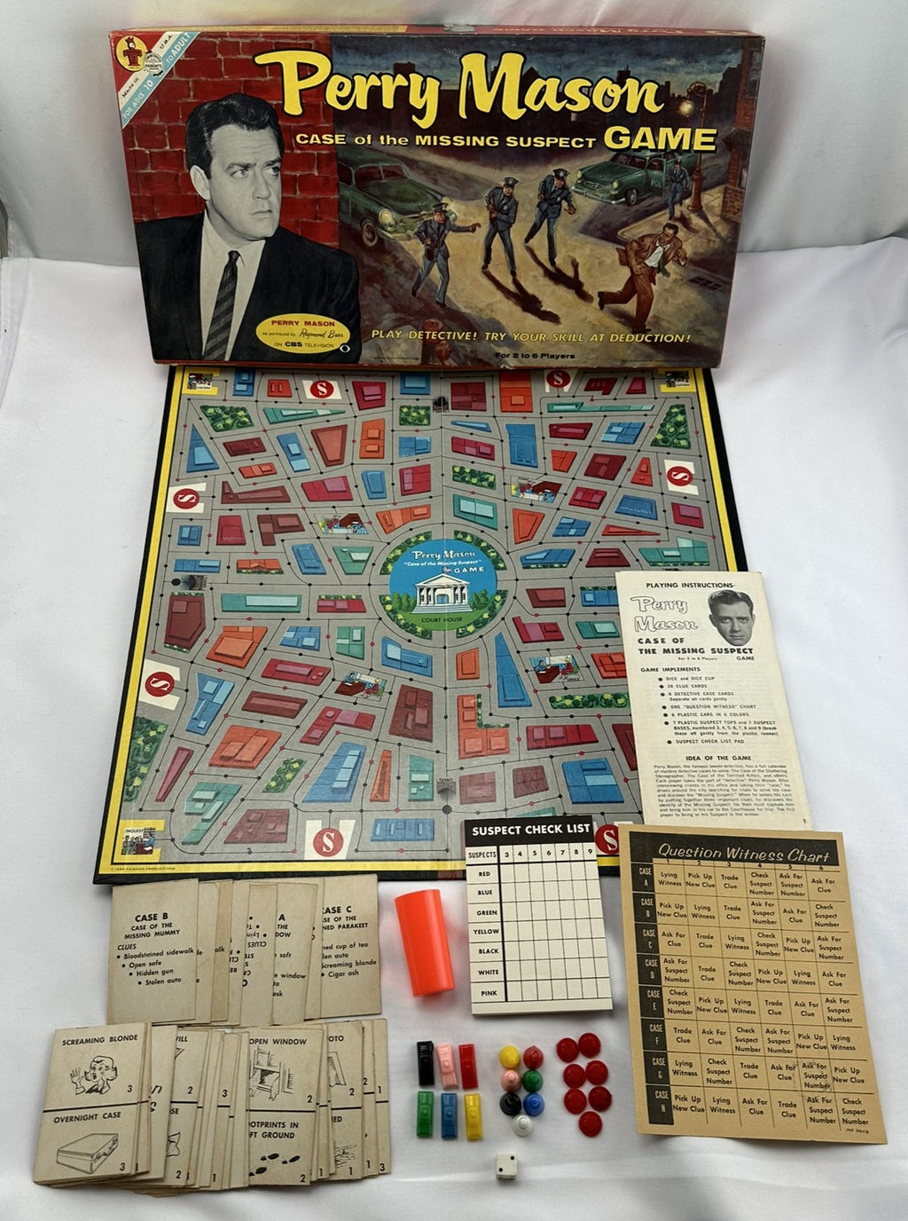 Perry Mason Game: Case of the Missing Suspect Game - 1959 - Transogram - Great Condition