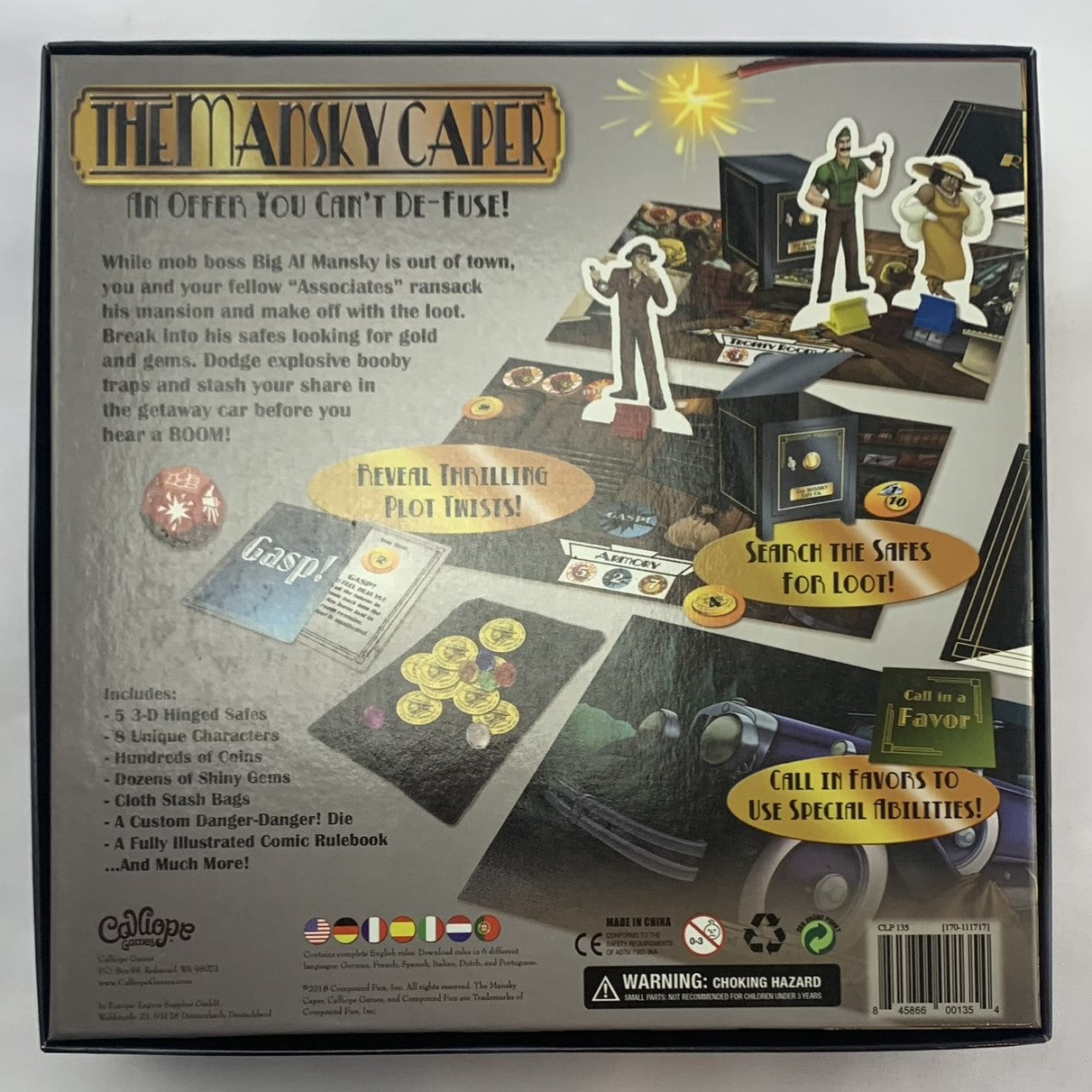 The Mansky Caper Board Game - 2018 - Calliope Games - Like New