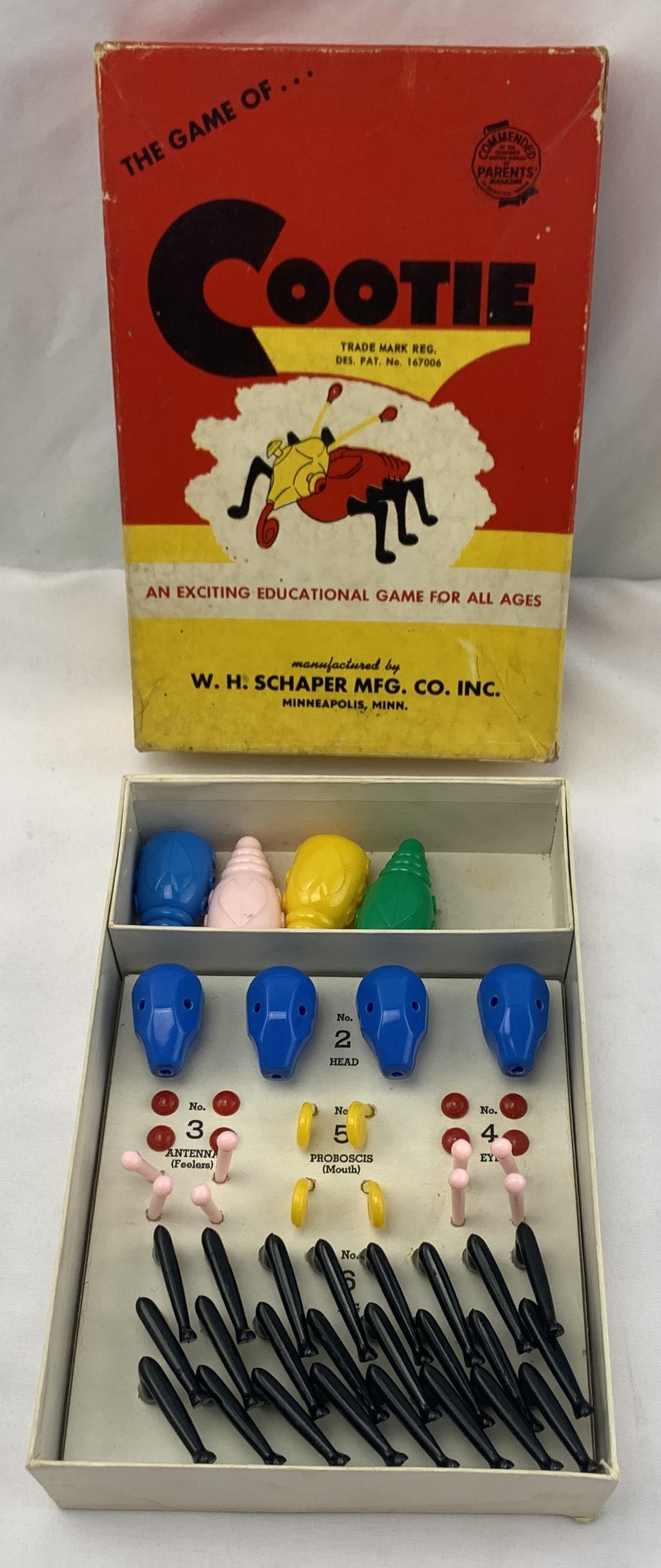 Cootie Game - 1949 - Schaper - Great Condition