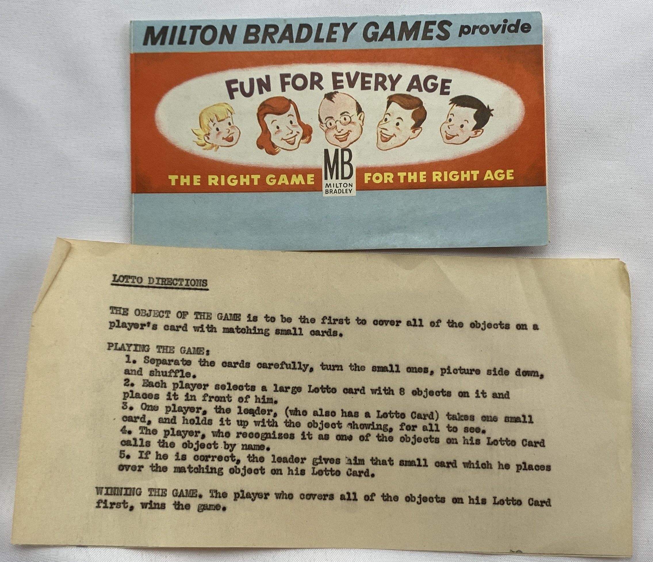 Cowboy Lotto Game - Milton Bradley - 1958 - Good Condition