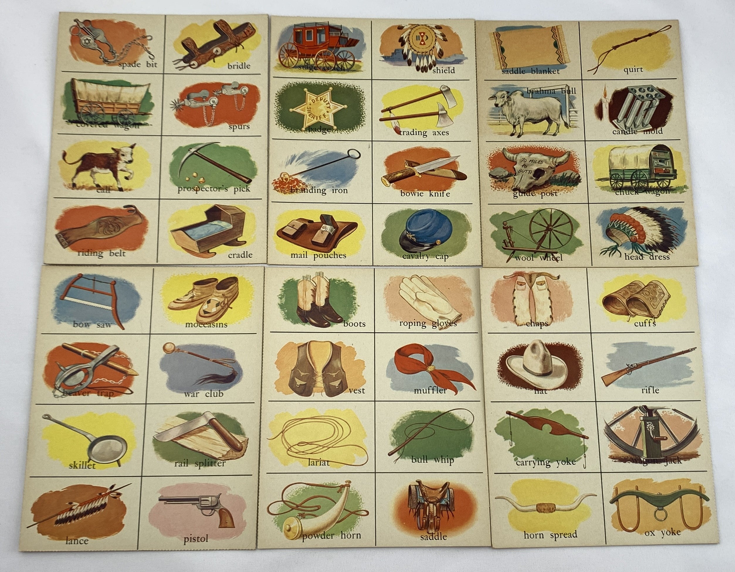 Cowboy Lotto Game - Milton Bradley - 1958 - Good Condition