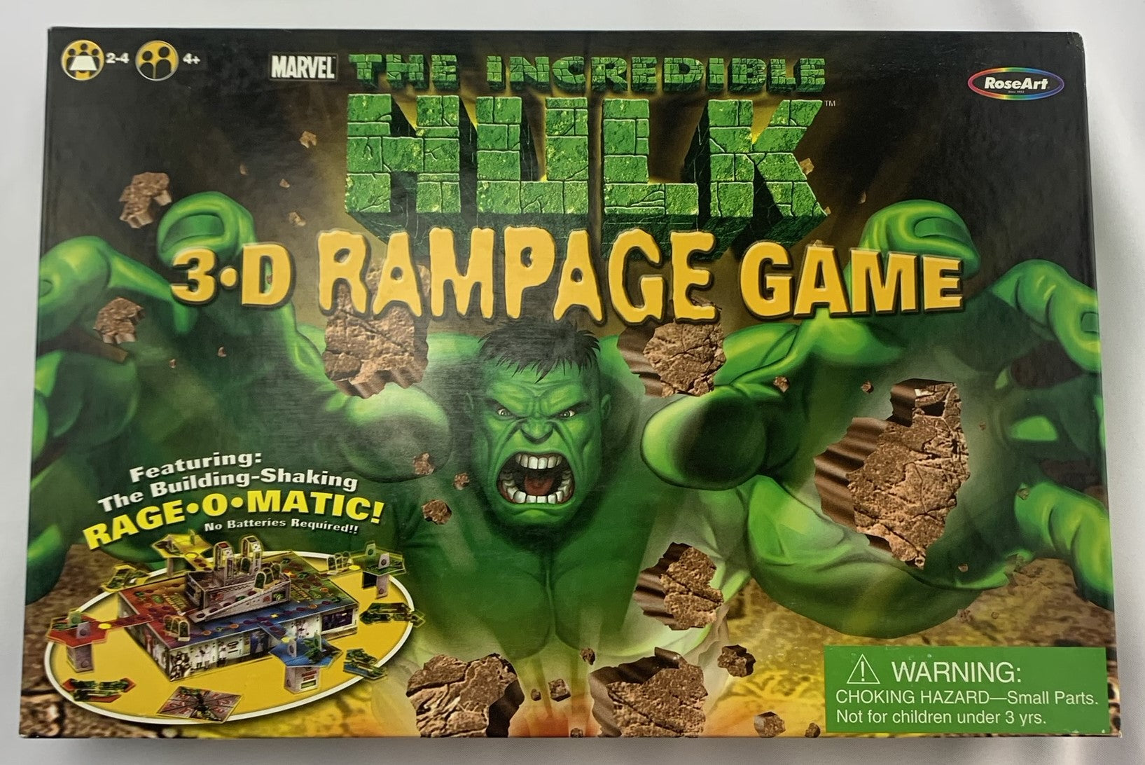 The Incredible Hulk 3-D Rampage Board Game - 2002 - RoseArt - Great Condition