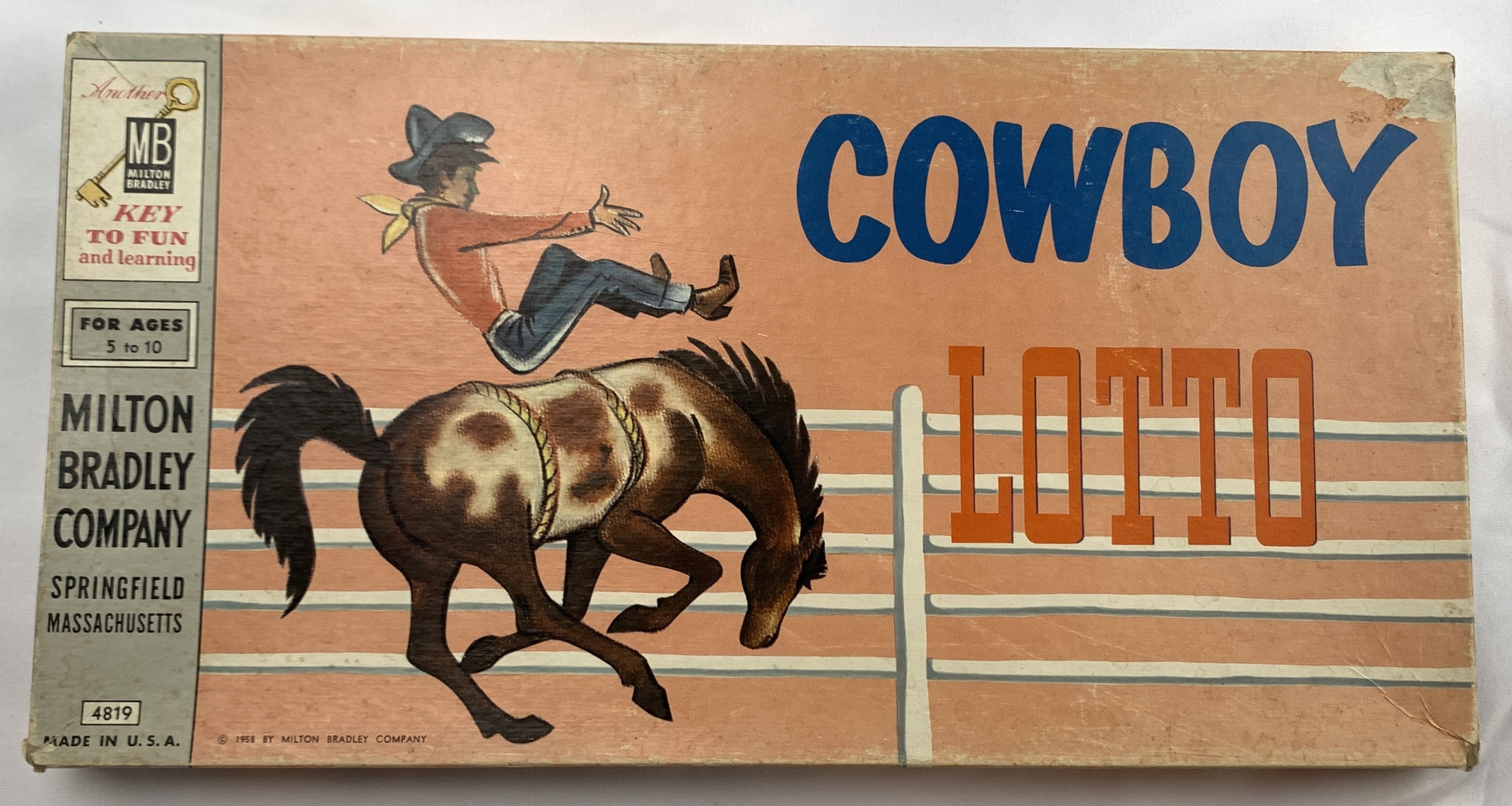 Cowboy Lotto Game - Milton Bradley - 1958 - Good Condition