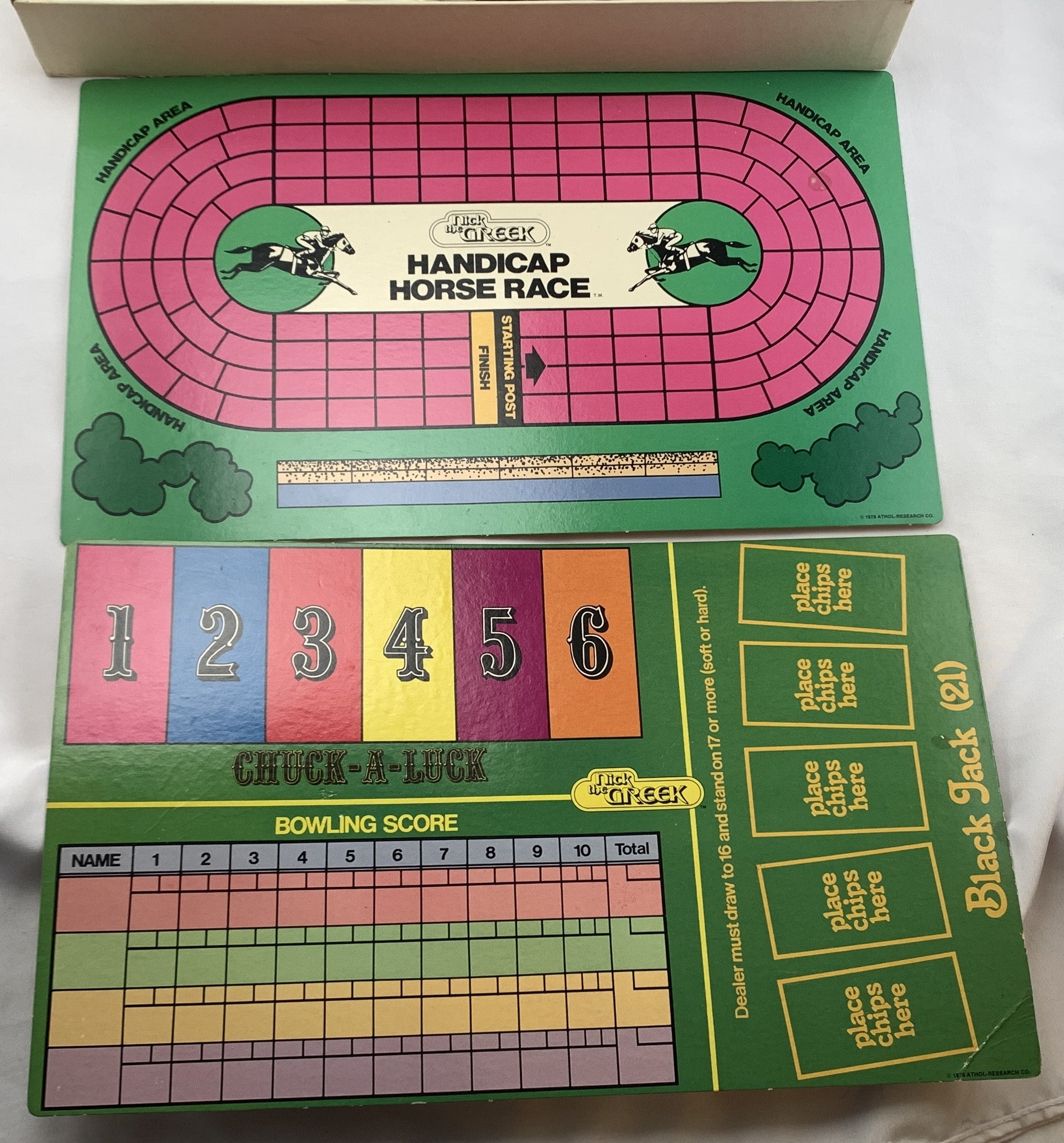 Nick the Greek Casino Games Horse Race, Backgammon, Chess, Checkers - E.S. Lowe - Good Condition