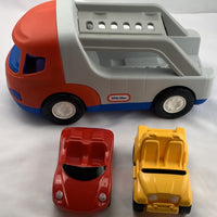 Red Truck Car Carrier with Both Cars - Little Tikes - Great Condition