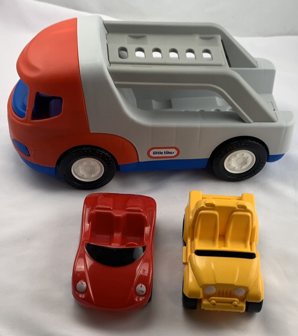 Red Truck Car Carrier with Both Cars Little Tikes Great Condition Mandi s Attic Toys