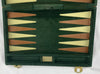 Backgammon Game 15 1/2" x 10" Green Courduroy - Complete - Great Condition