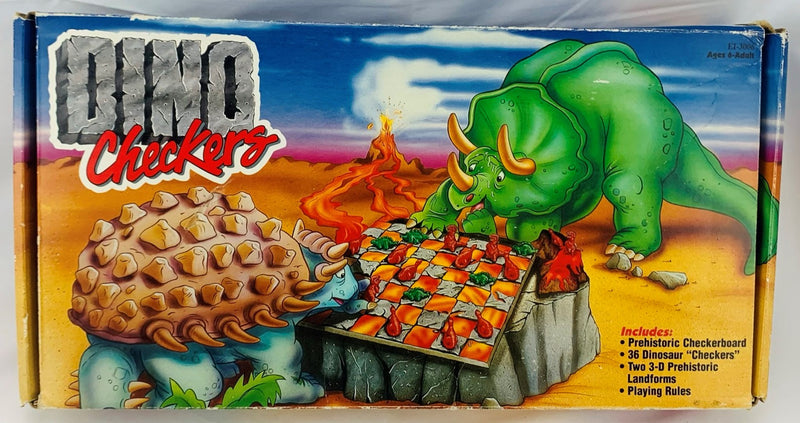 Vintage Dino Checkers Board Game 3d Dinosaur Children's 