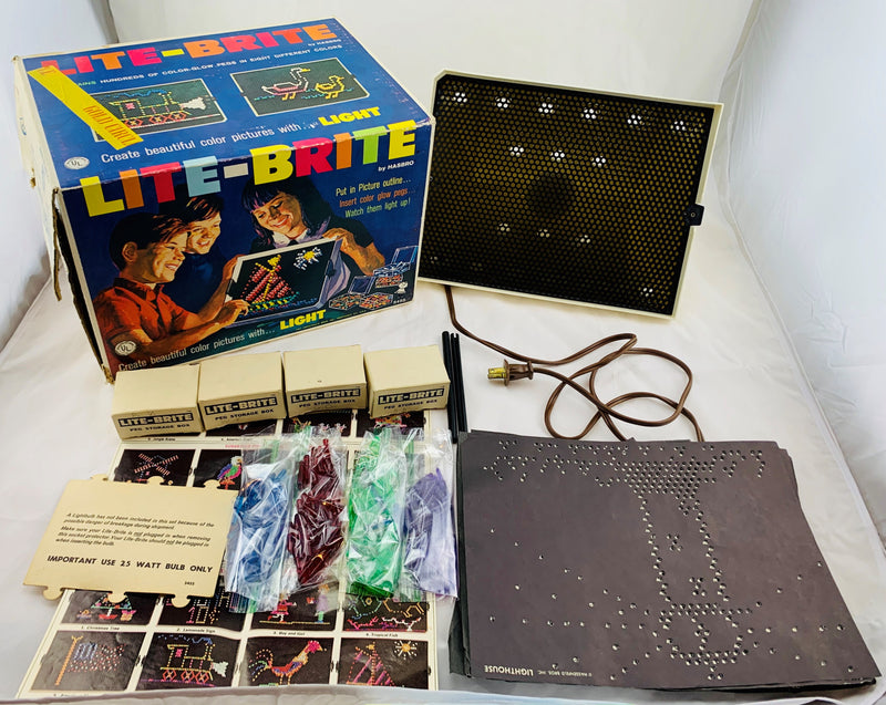 Lite Brite - 1967 - 50+ Unpunched Sheets - 200+ Pegs - Working - Very